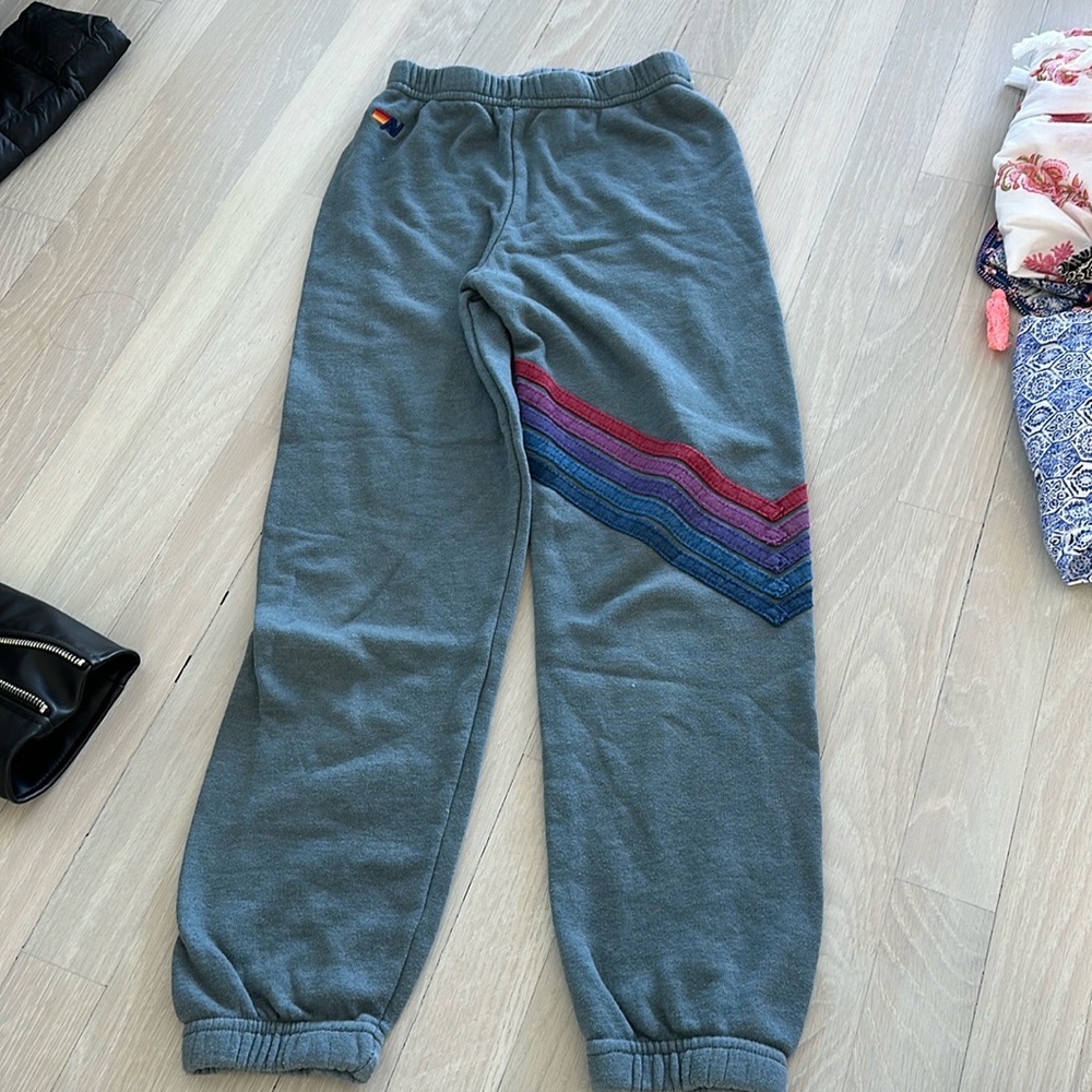 Aviator Nation Kids Sweatpants in Gray with Multicolor Stripes